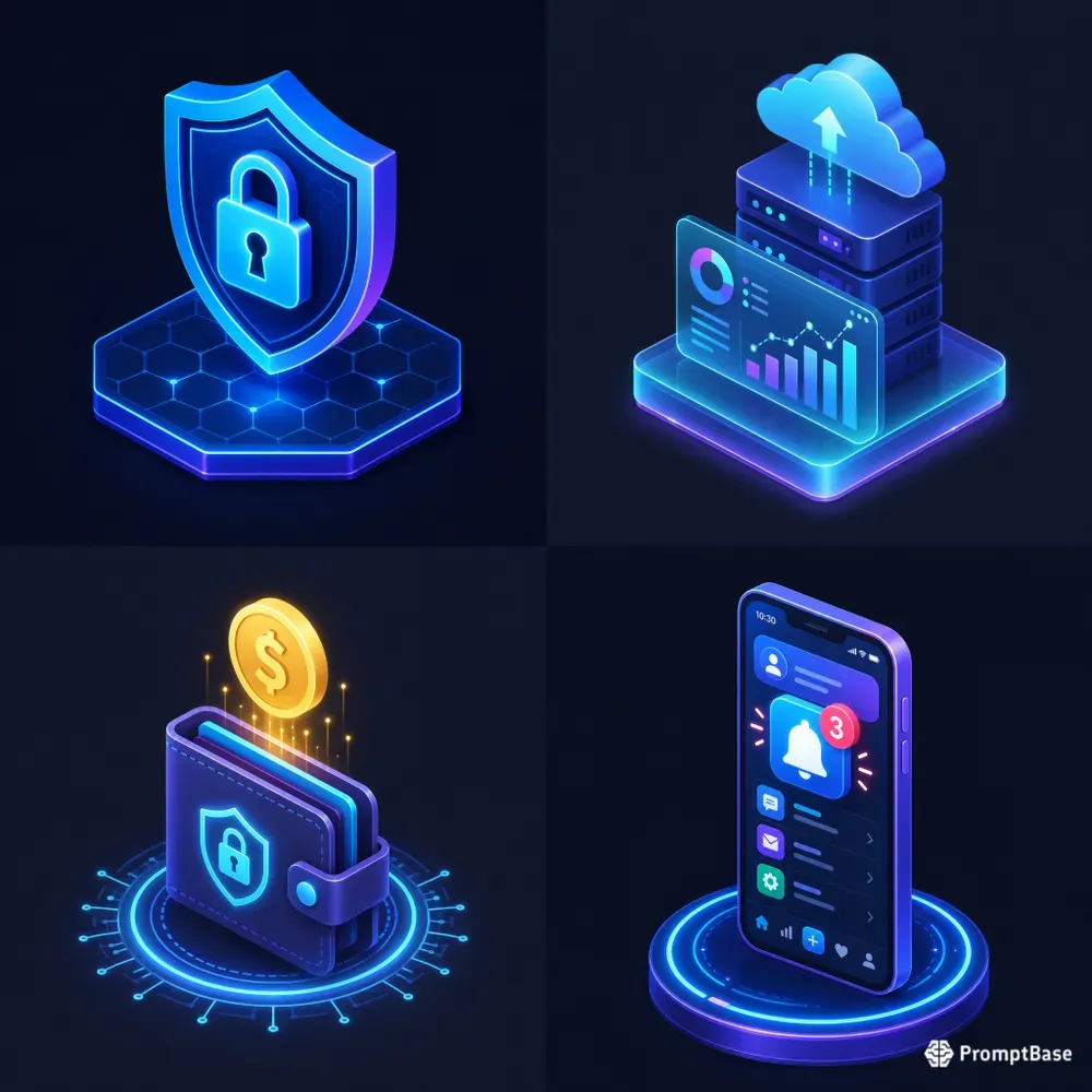 Isometric Tech App UI Icons