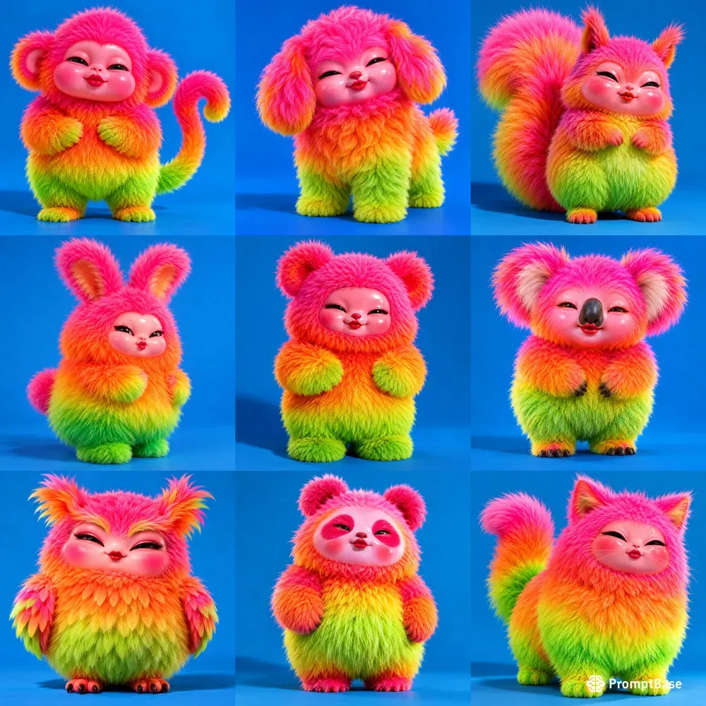 Vibrant 3D Dollanimal Hybrids