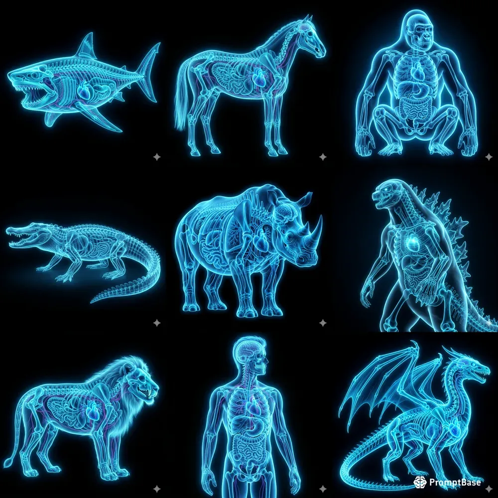 Xray Neon Skeleton Creature Designs