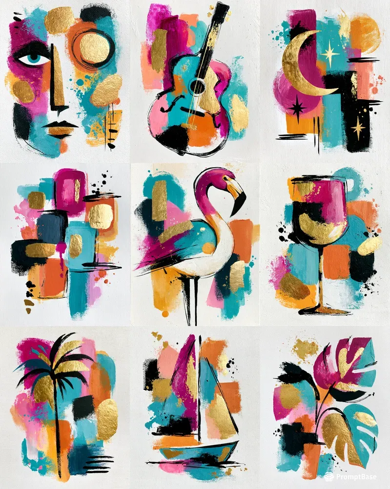 Golden Abstract Wall Art