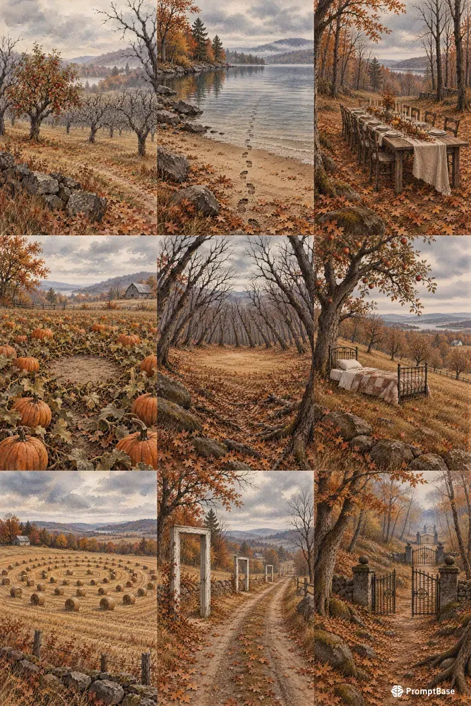 Eerie Autumn Landscape Art Prints