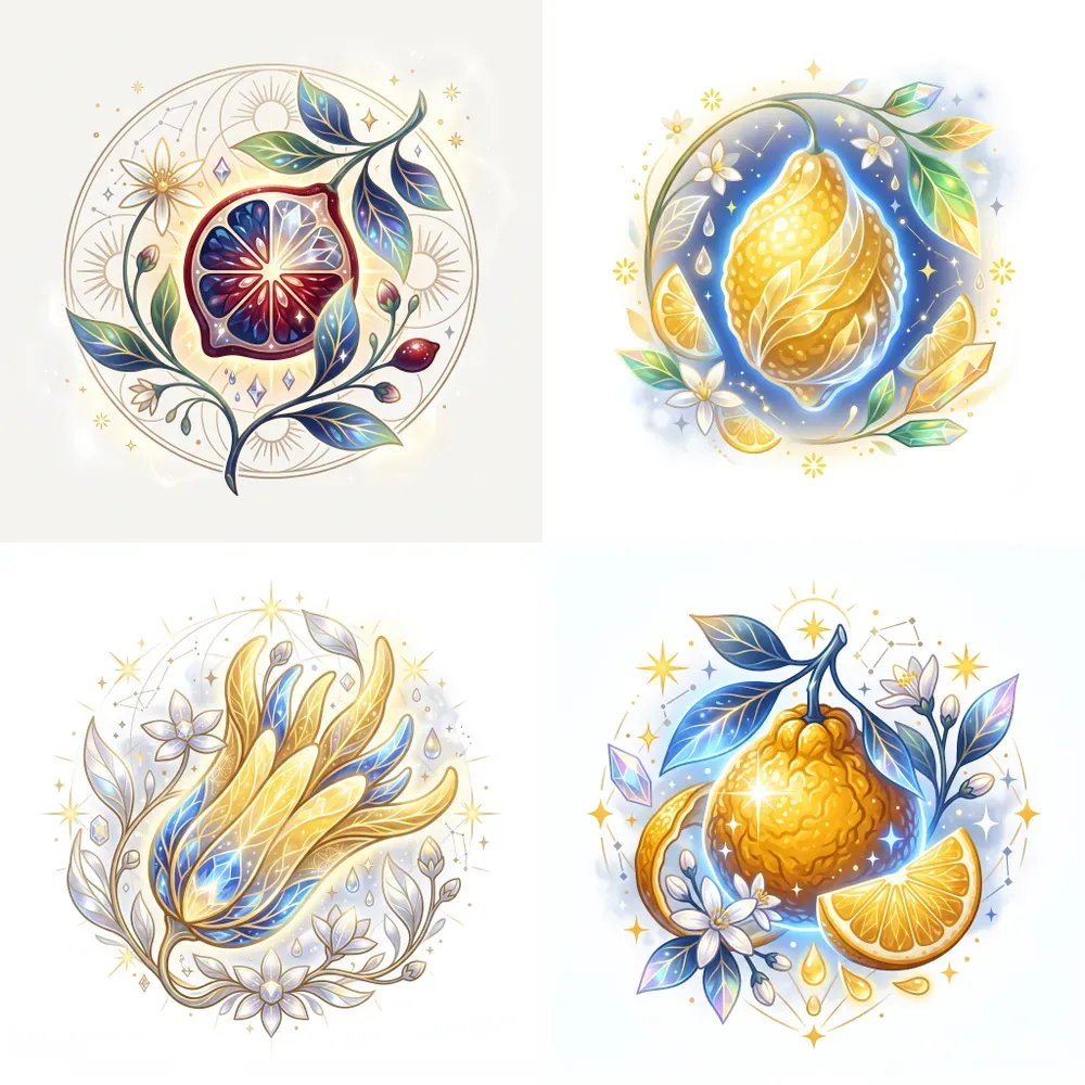 Modern Glowing Citrus Fruit Emblems