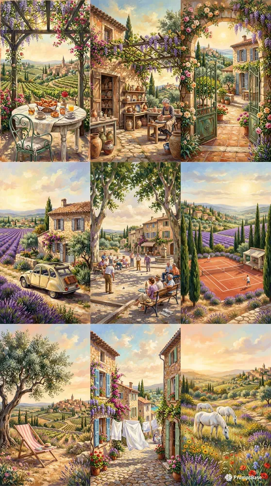 Acrylic South Of France Illustrations
