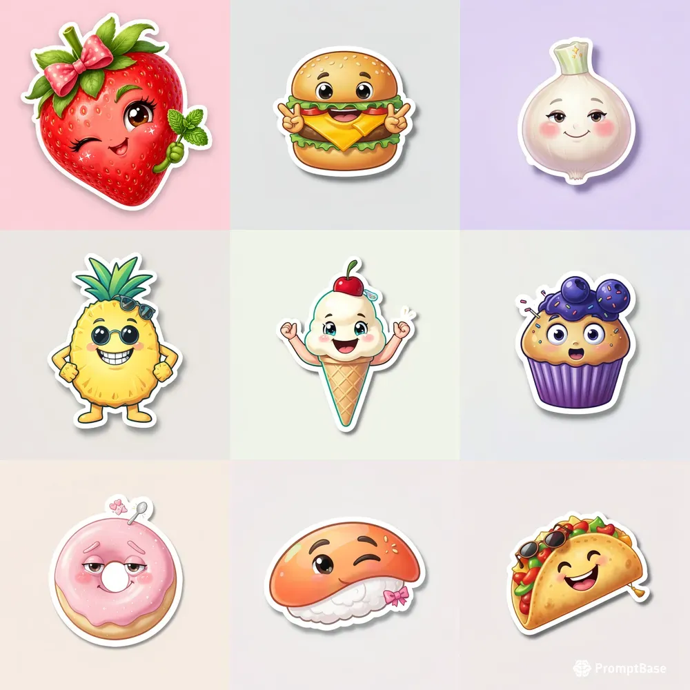 Digital Sticker Food Faces