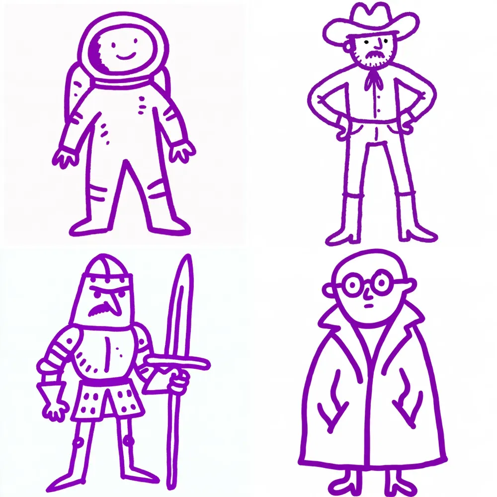 Minimalist Purple Character Line Art