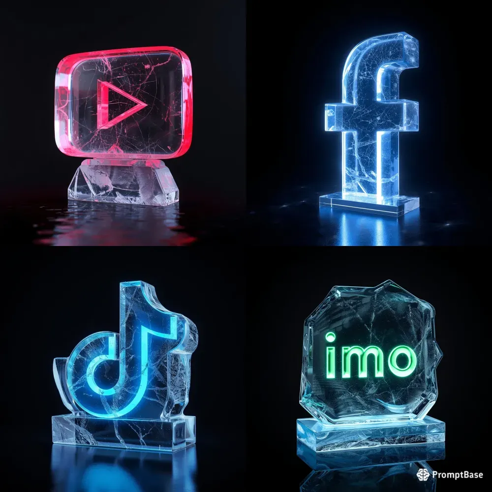3D Premium Glowing Ice Brand Logos