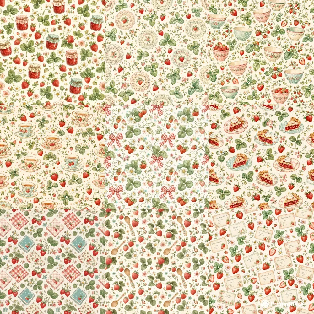 Strawberry Kitchen Seamless Patterns