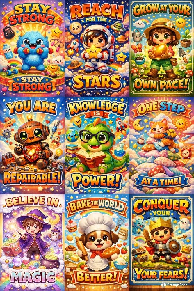 Cute Cartoon Motivational Posters