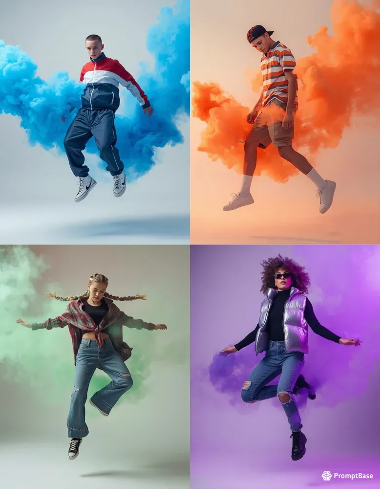Dynamic 90s Streetwear Midair Portraits