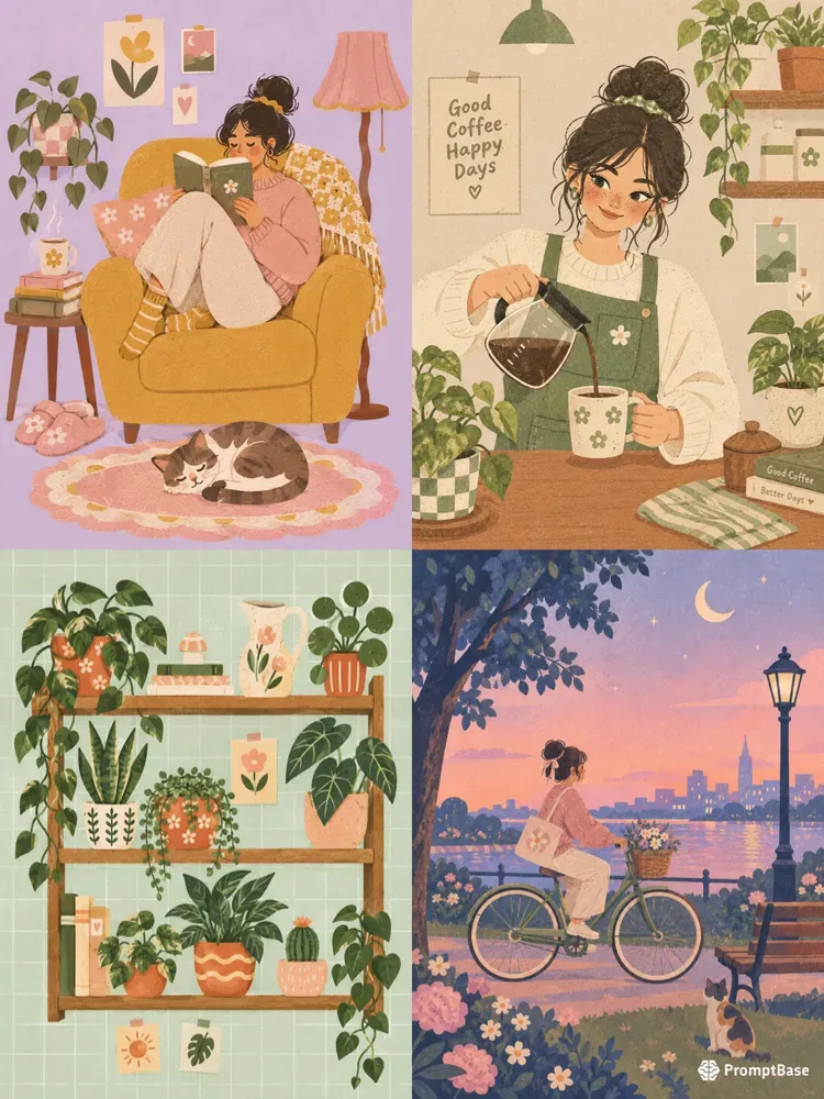 Grainy Pastel Pop Vector Illustrations