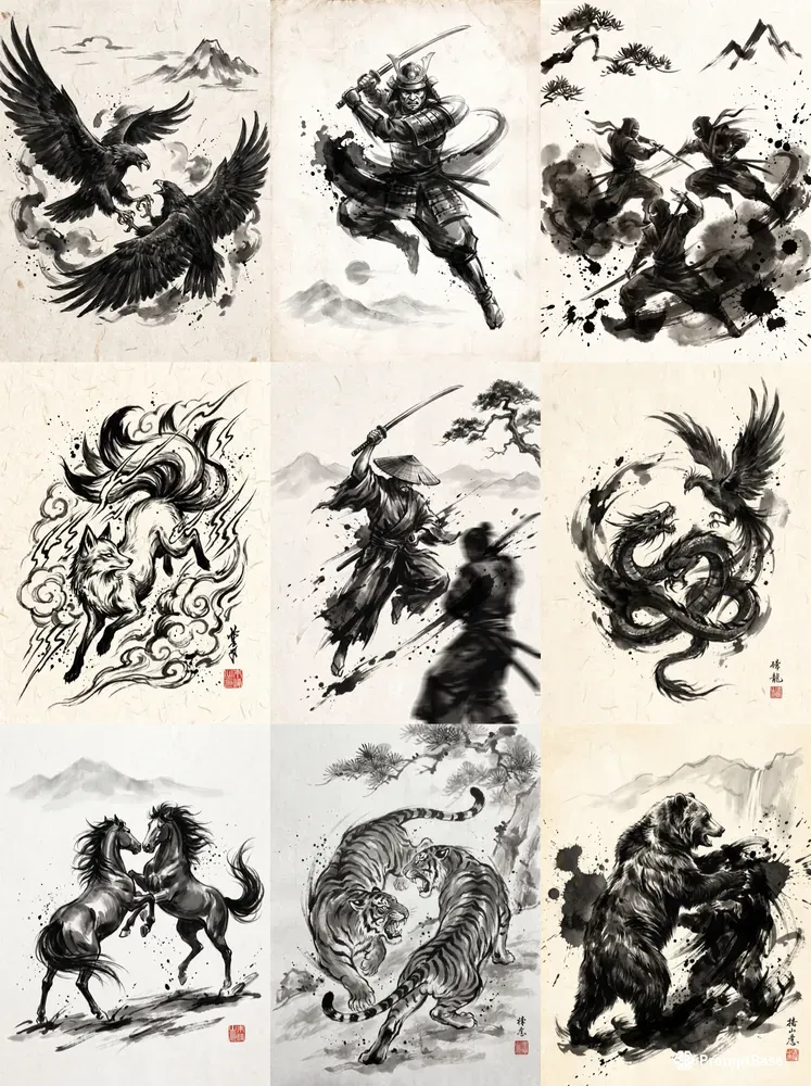 Dynamic Sumie Splash Art