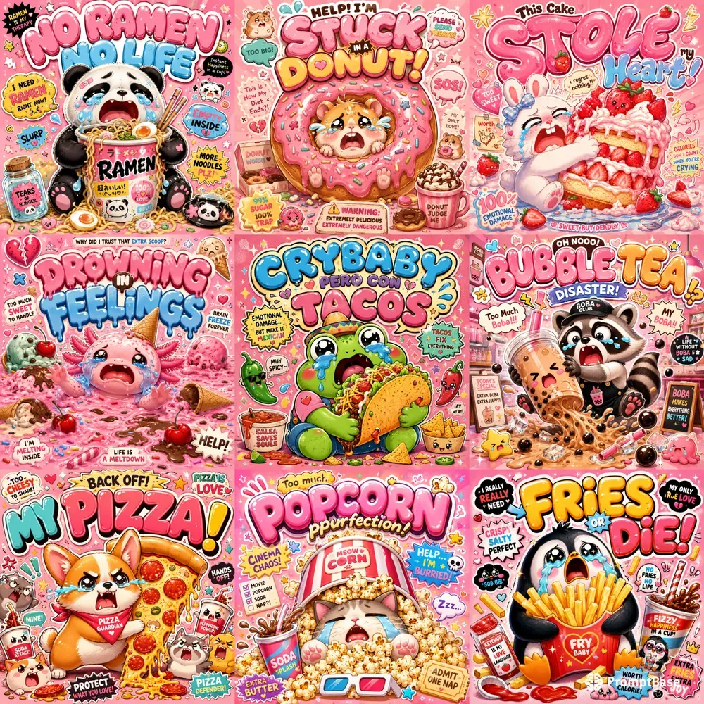 Cute Crybaby Food Chaos Posters