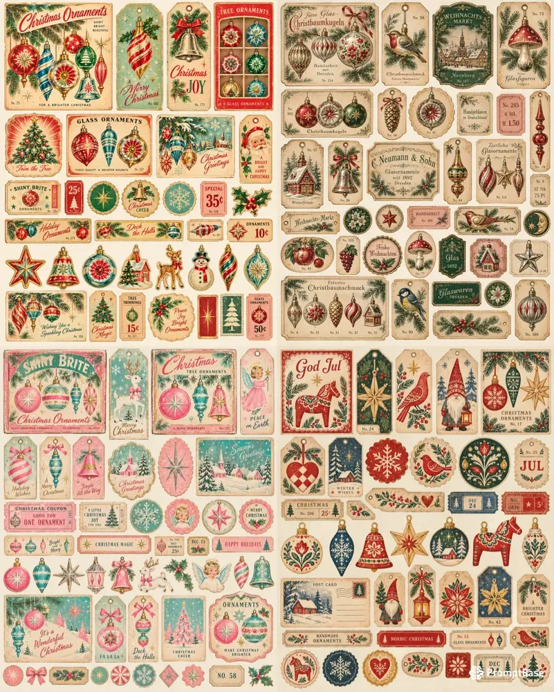 Christmas Ornament Ephemera Sets