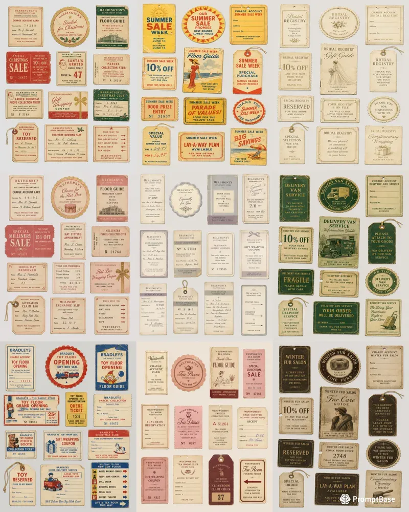 Department Store Ephemera Sheets
