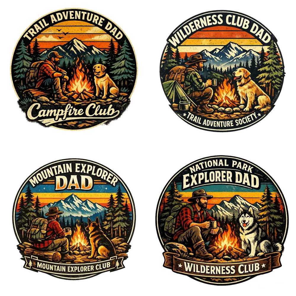 Dog Dad Hiking Campfire Club Tshirts