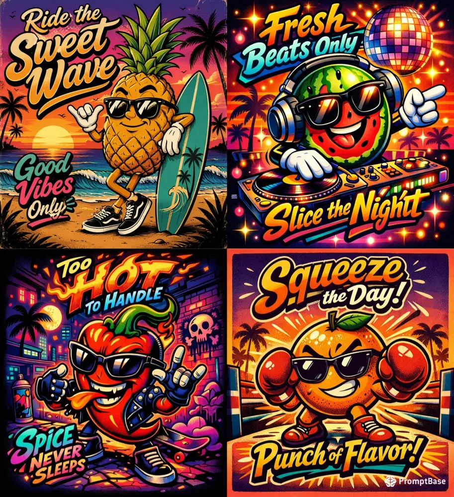 Retro Tropical Cartoons