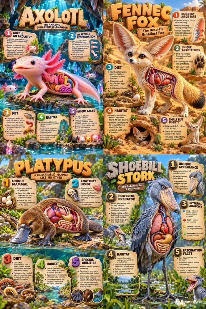 3D Anatomical Animal Infographic Posters