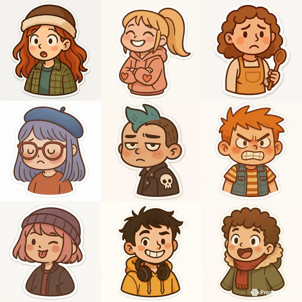 Cute Expression Character Stickers