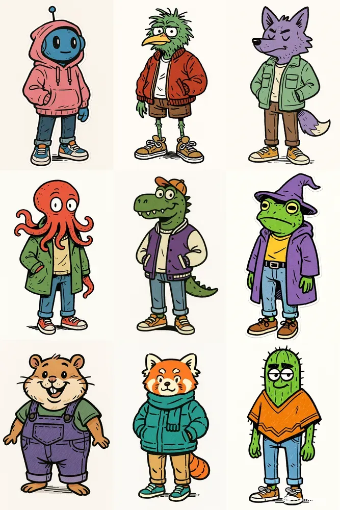 Quirky Streetwear Doodle Mascots