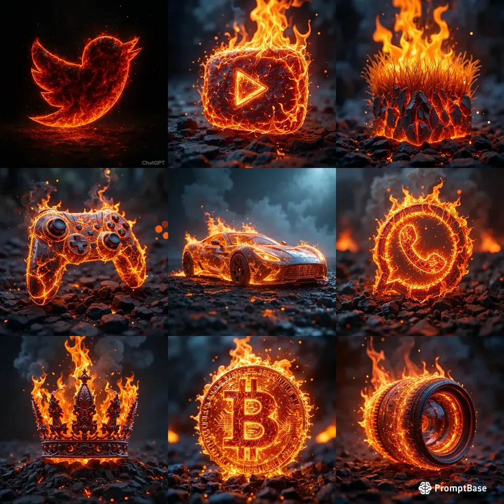 Blazing Fire Sculpted Logo Renders