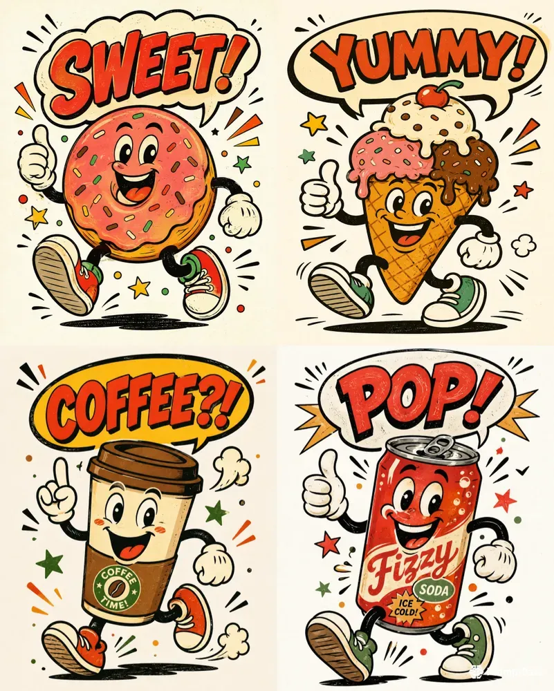 Retro Cartoon Mascot Posters