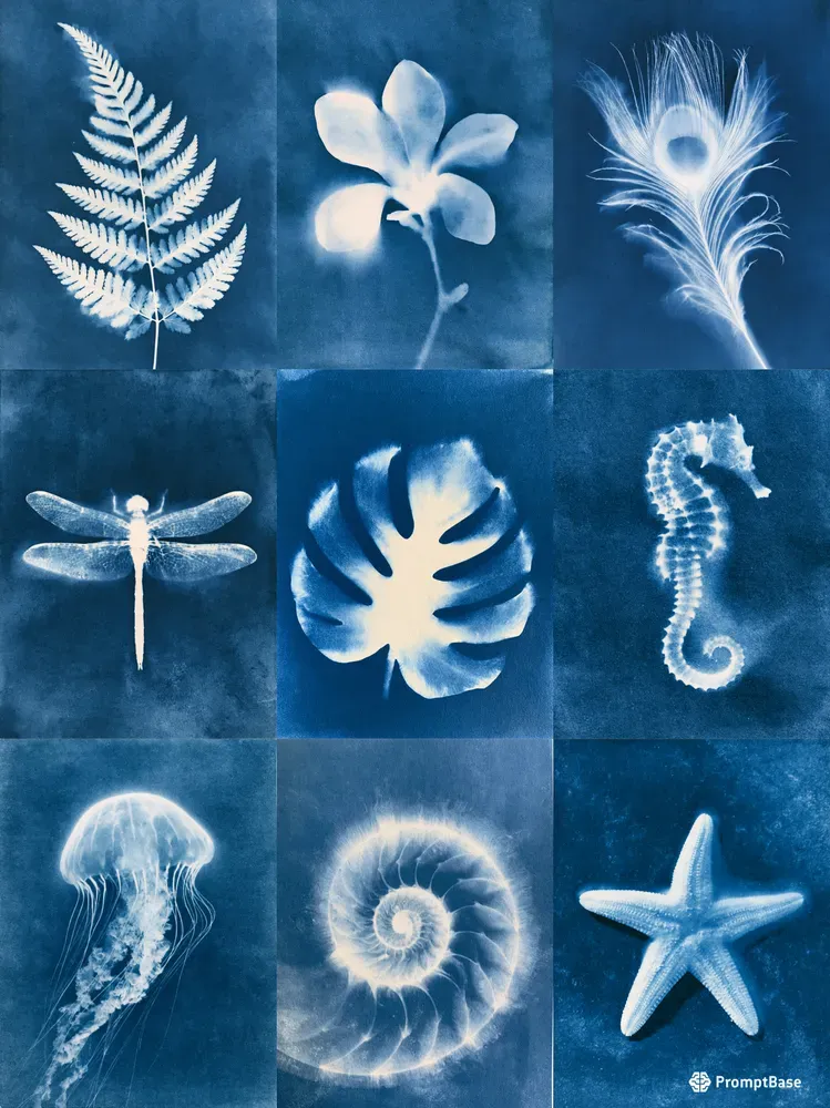 Junk Journal Cyanotype Nature Pages