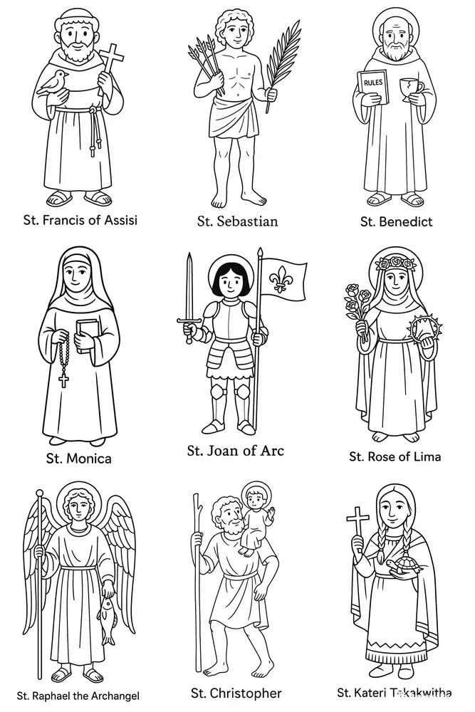 Catholic Saints Coloring Book Pages