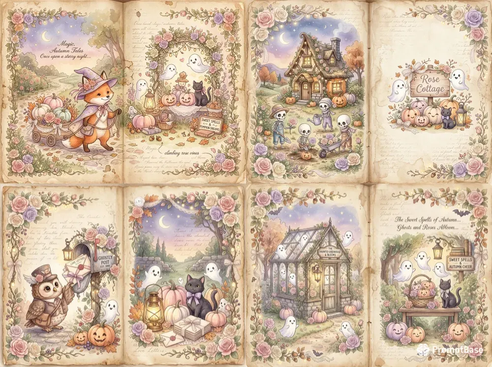 Pastel Halloween Double Spread Pages