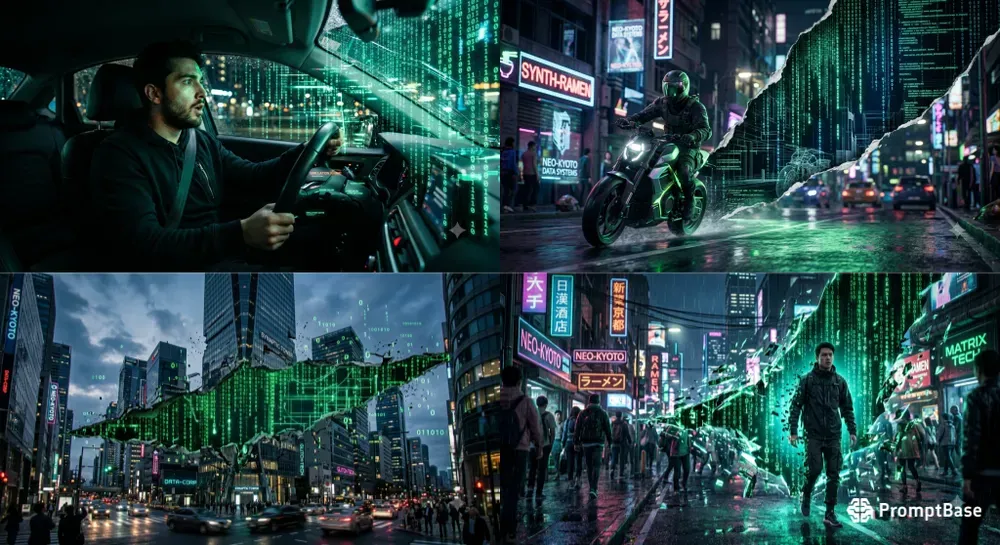 Cinematic Digital Matrix Simulation Glitches