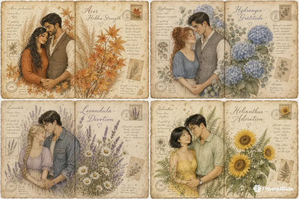 Aesthetic Botanical Journal Couple Photos