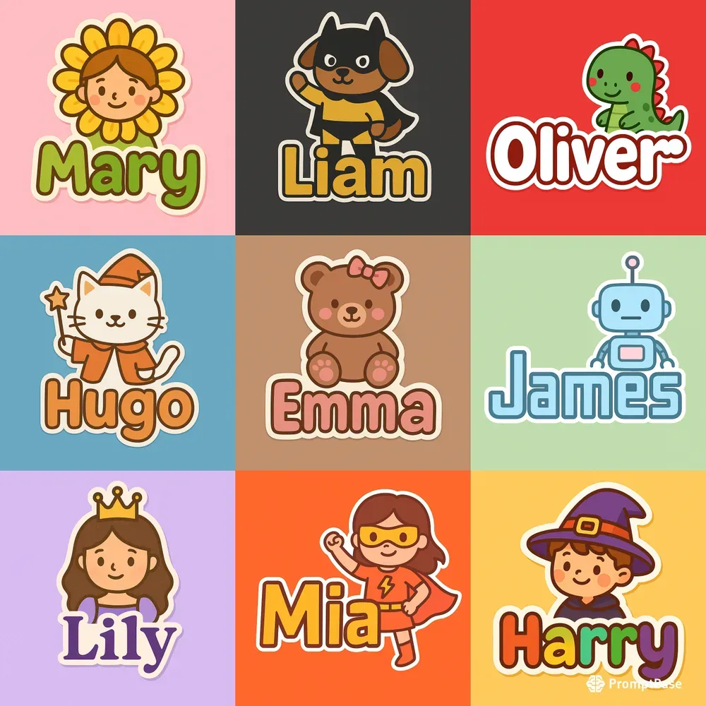 Cute Cartoon Name Tag Stickers