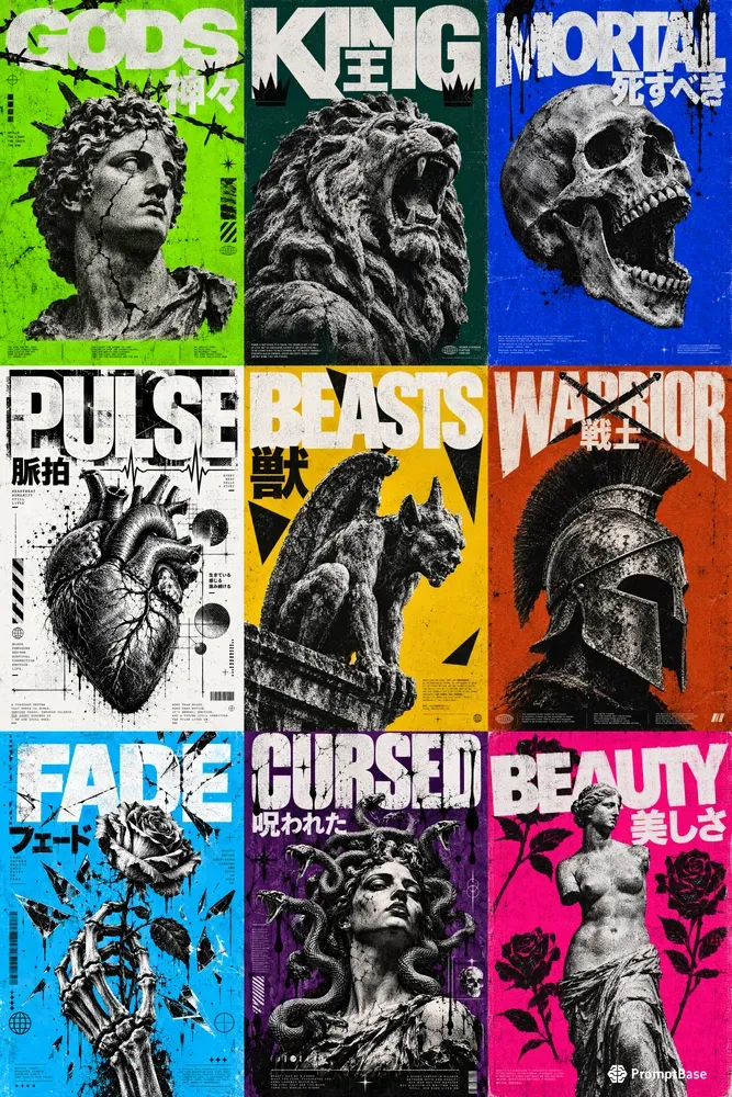 Brutalist Halftone Grunge Posters