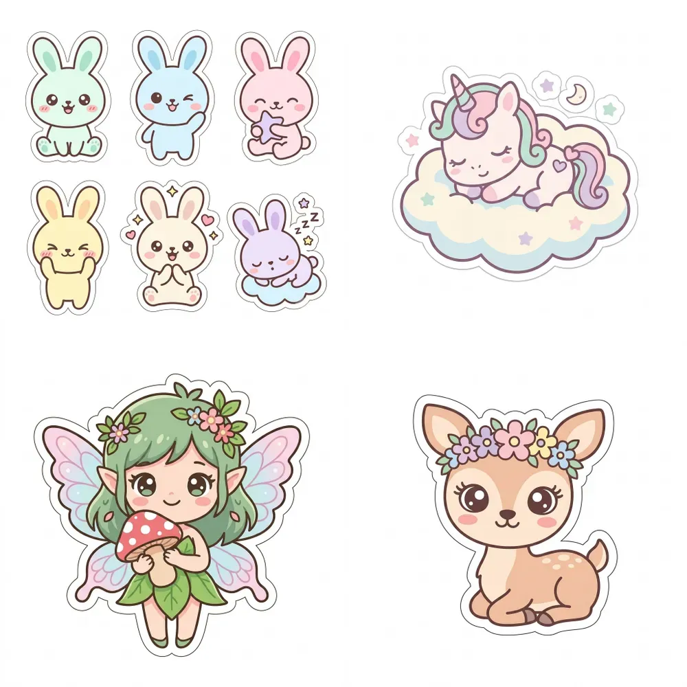 Cute Pastel Chibi Sticker Collections
