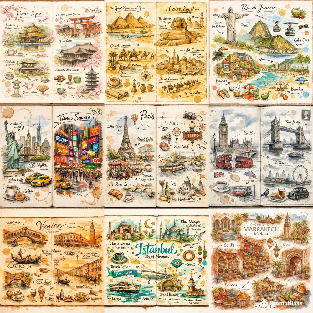 Urban Sketch Travel Infographic Packs Pro