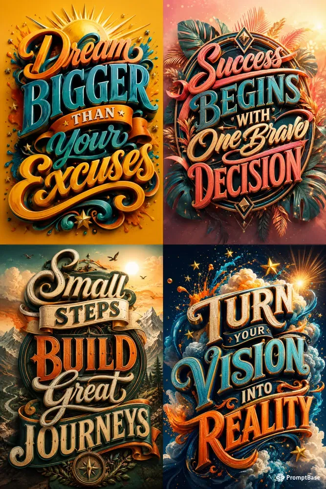 3D Motivational Typography Posters