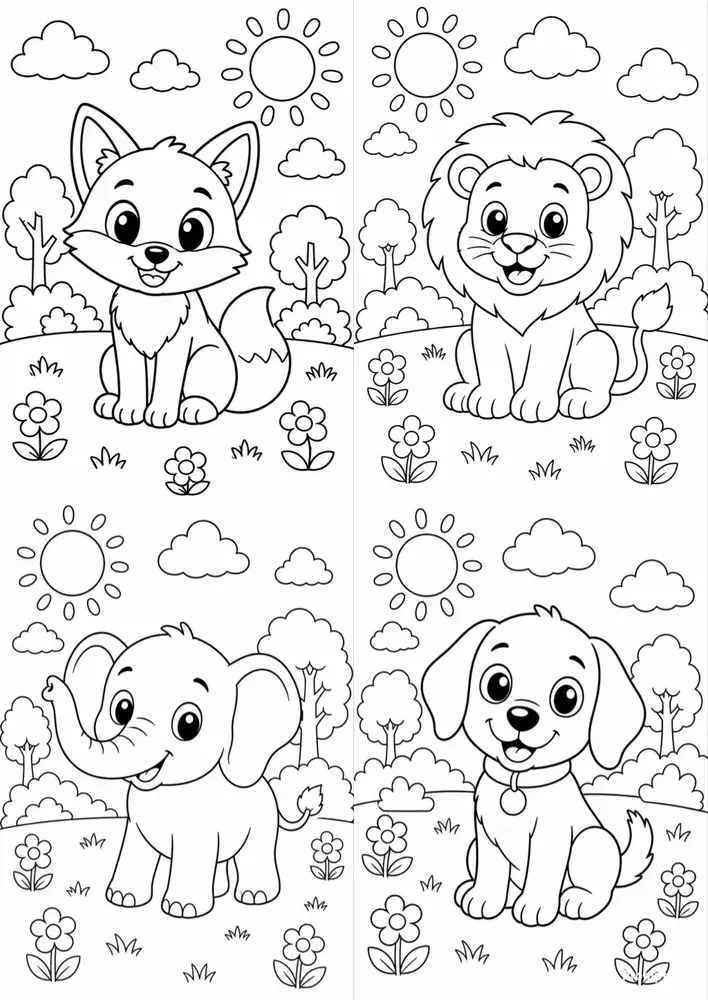 Cute Animals For Coloring
