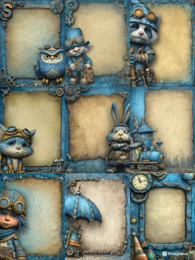 Steampunk Clockwork Background Frames