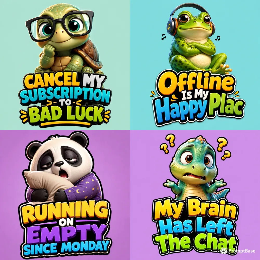 Cute 3D Mascot Quote Posters