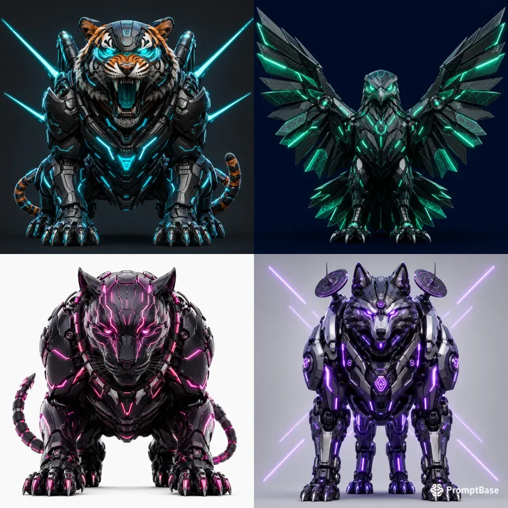 3D Cyberpunk Mecha Animals