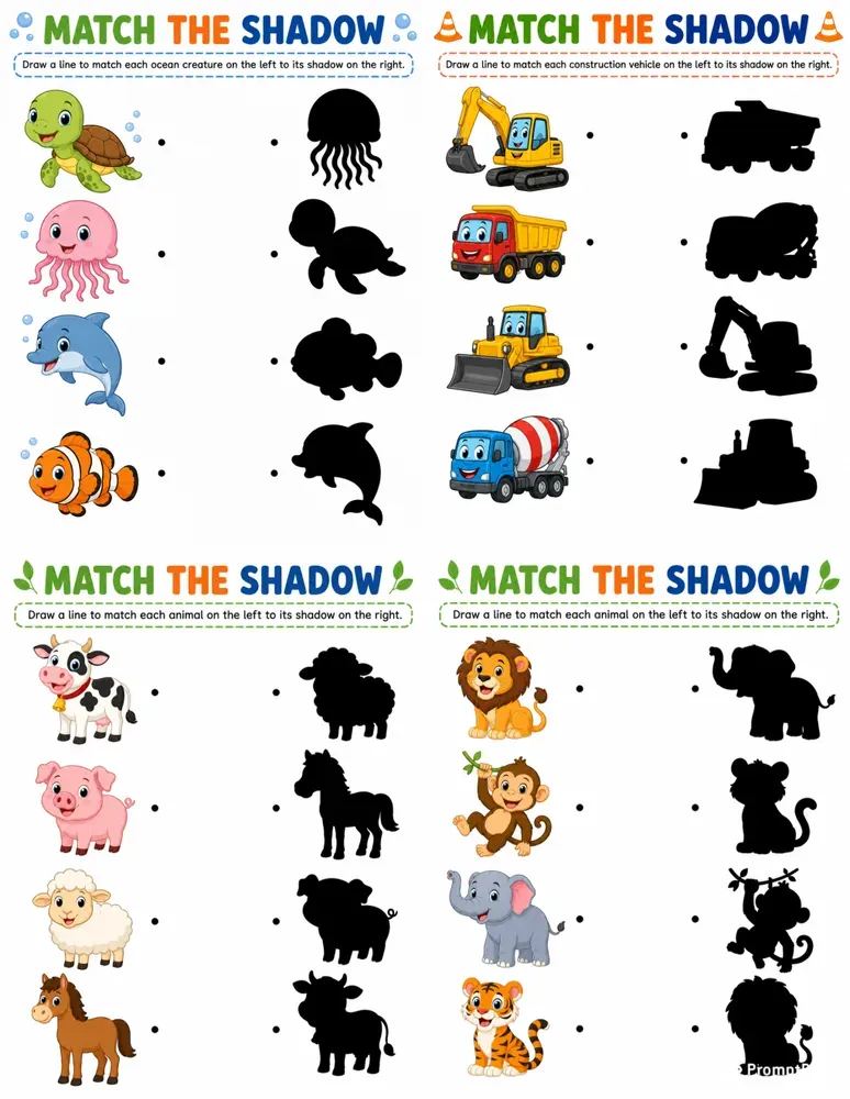 Shadow Match Worksheets
