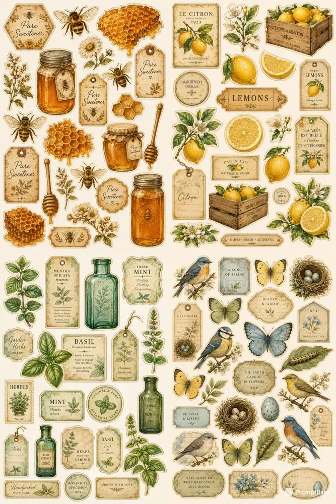 Vintage Junk Journal Ephemera Sheets