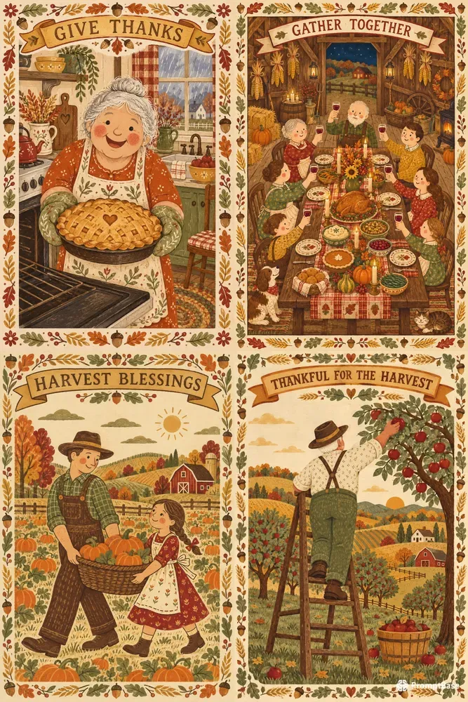 Thanksgiving Folk Art Printables