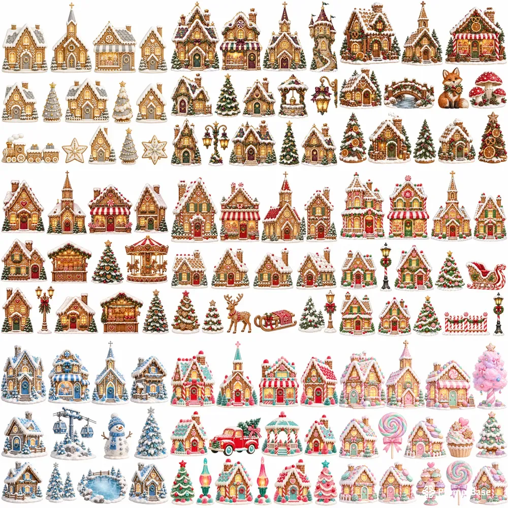 Gingerbread Village Clipart Sheets