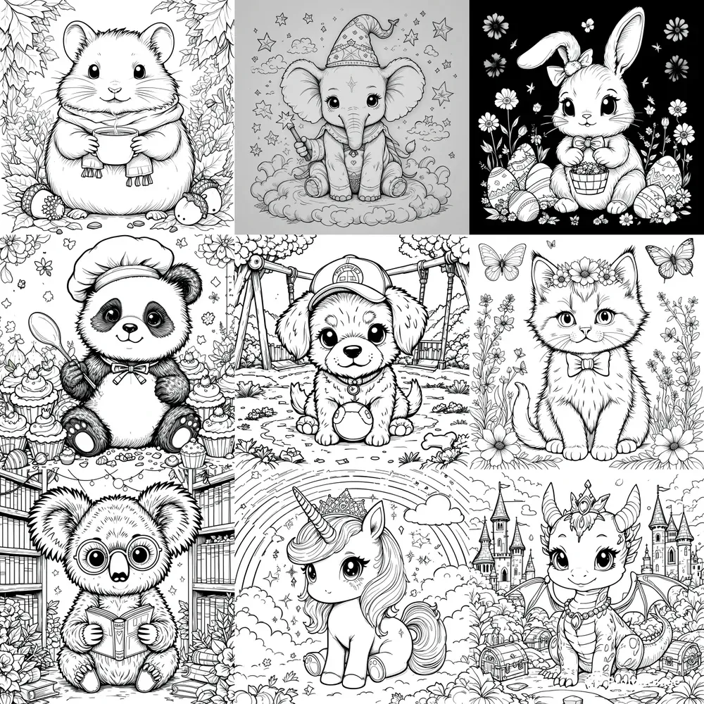 Kawaii Animal Coloring Books
