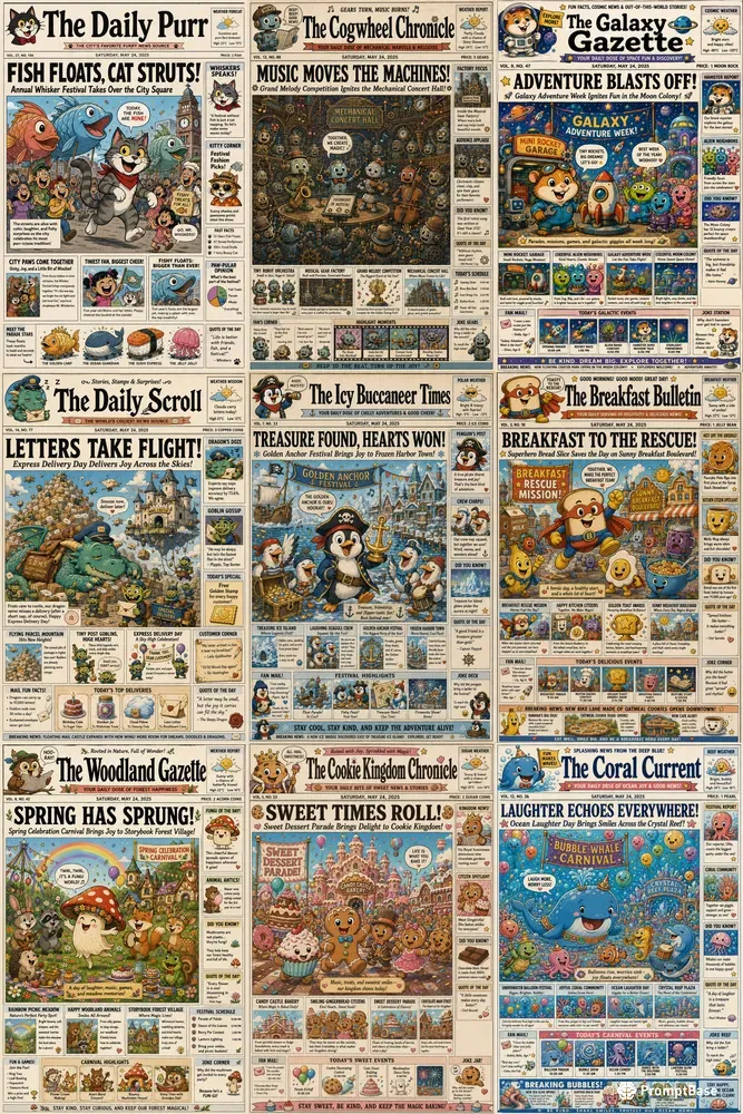 Cartoon Newspaper Front Pages
