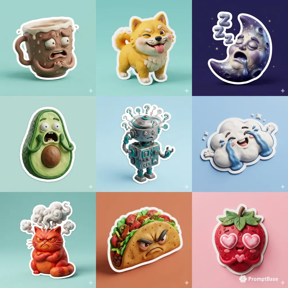 3D Claymorphic Sticker Pack Masters