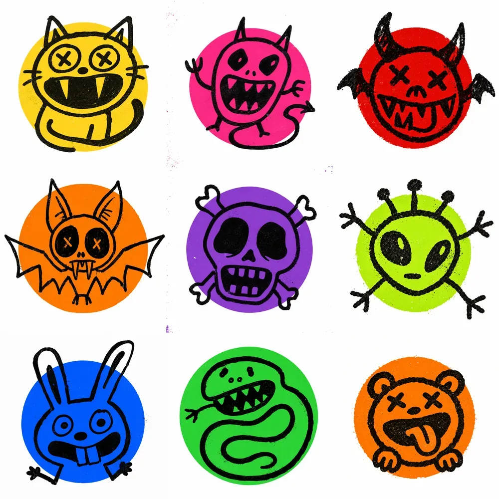 Raw Underground Doodle Circle Logos