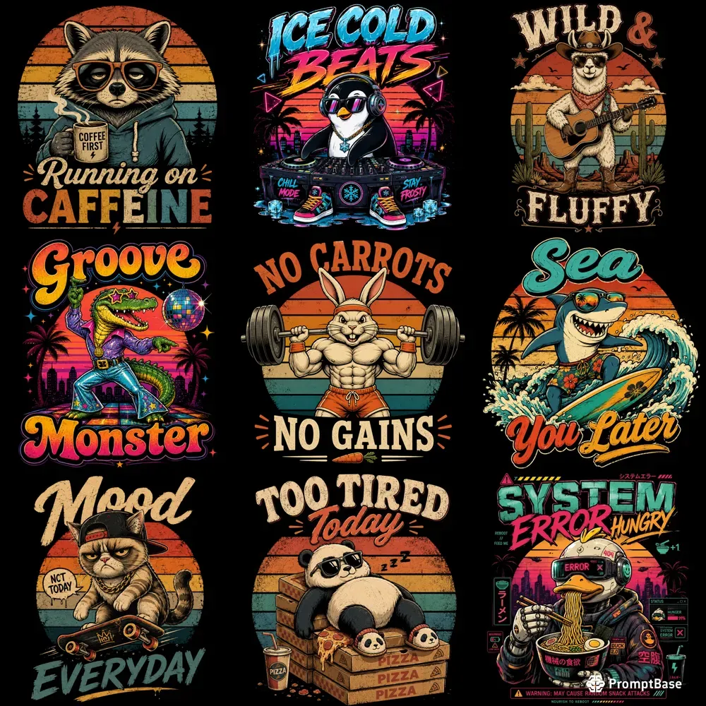 Retro Funny Animal Tshirt Designs
