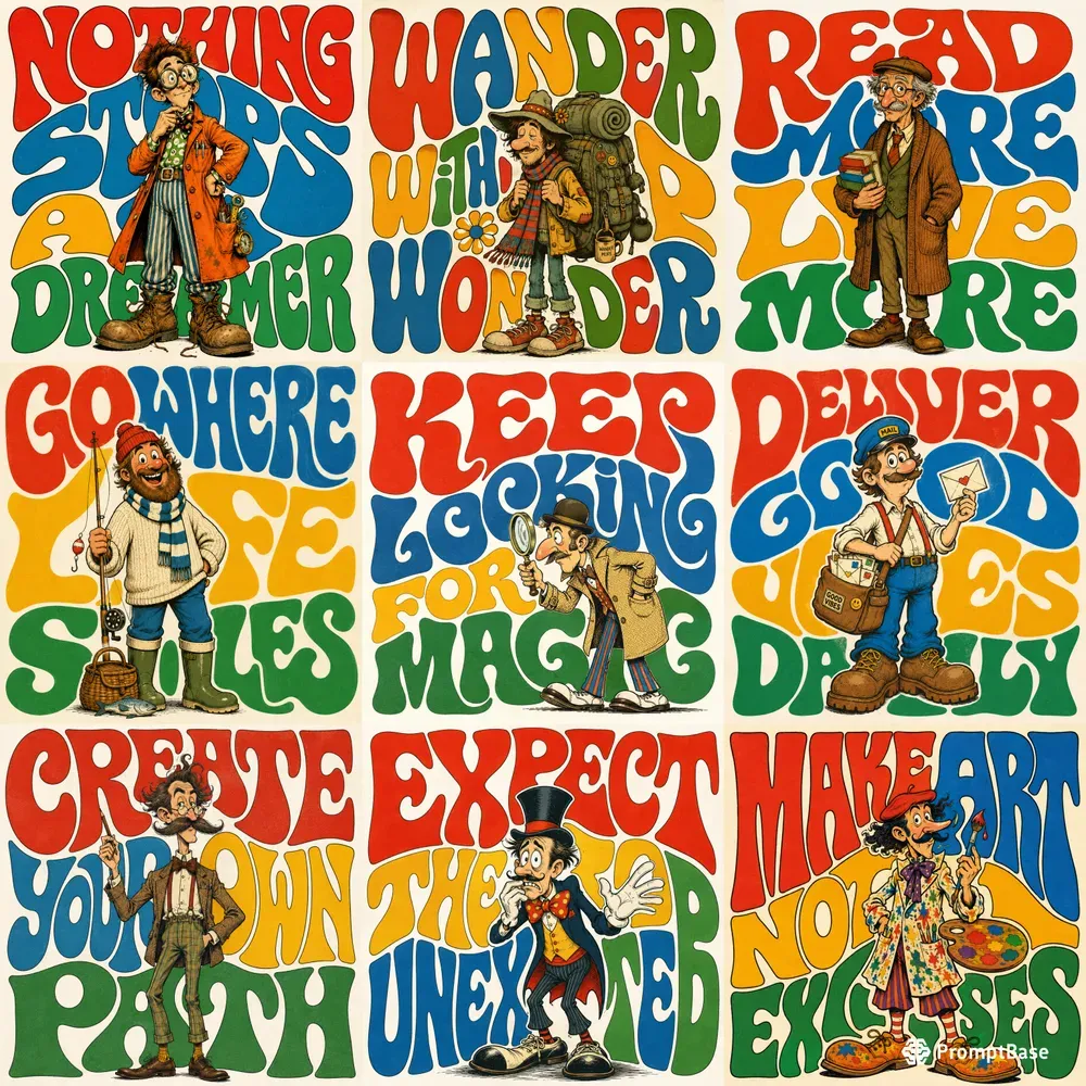 Retro Psychedelic Character Posters