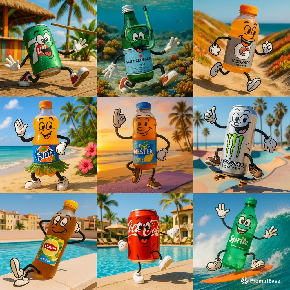Summer Mascot Drink Mockups